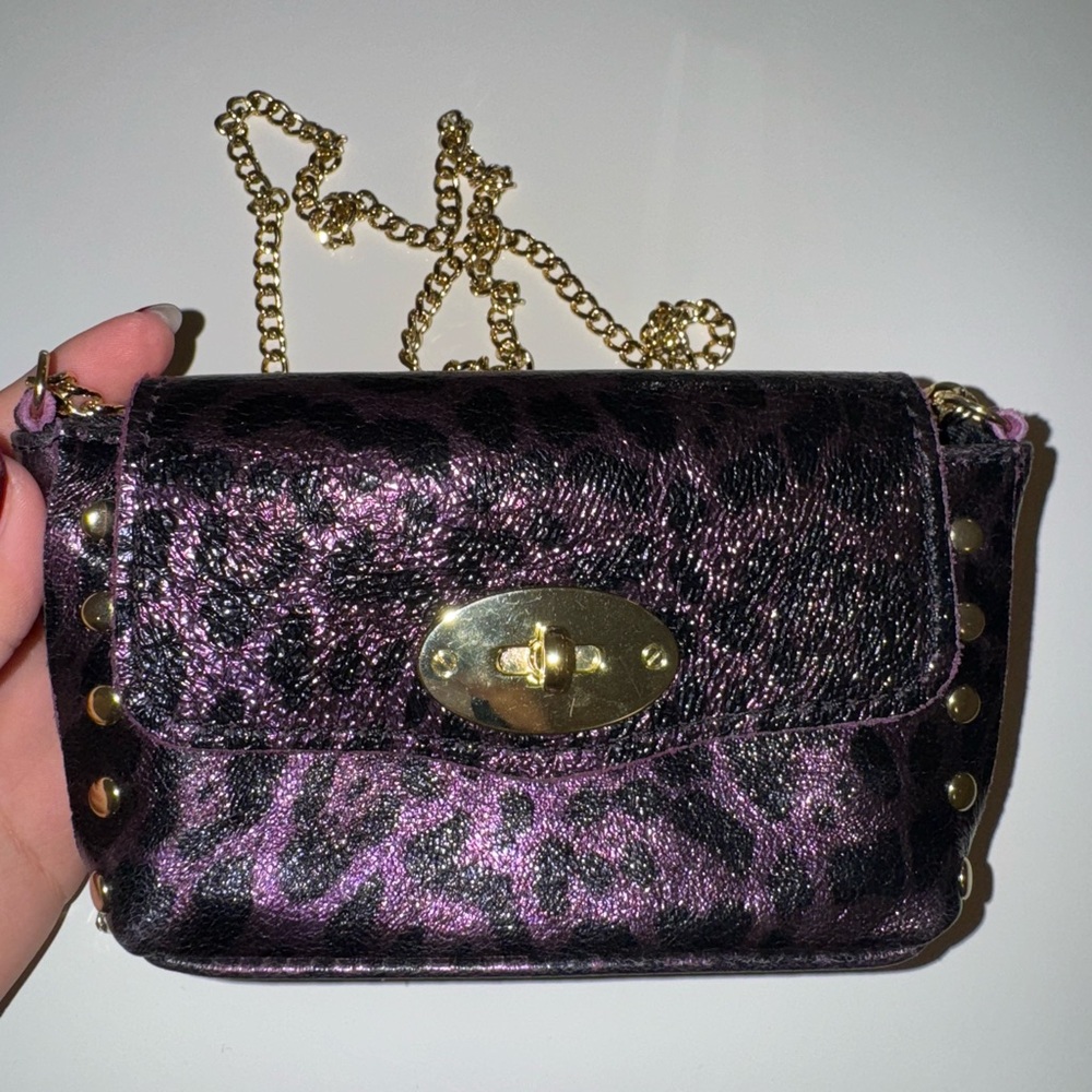 Elegant Purple Leopard Print Women's Bag